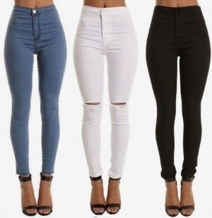 SKINNY SLIM HIGH WAISTED JEANS JEGGINGS WOMENS STRETCHY LONG PANTS M 6 TO 22