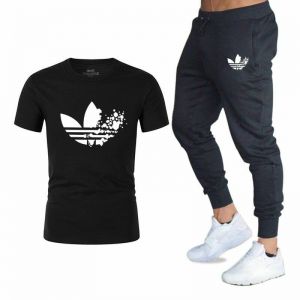 Men&#039;s Active T Shirt Fits Adidas Short Sleeve T-shirt + Pants Sportswear Joggers